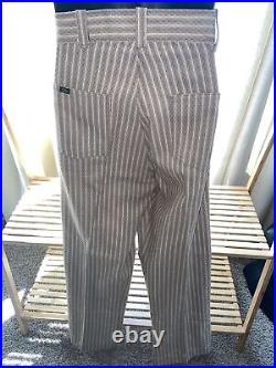 1960's / 1970s Denim Linen Pants Flare Bell bottom Hippie Boho Pastel 38x28