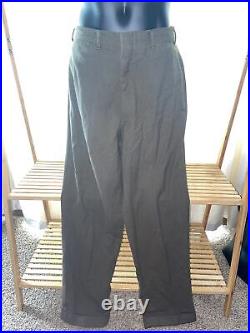 1960's / 1970s Denim Linen Pants Flare Bell bottom Hippie Boho army Green 30x31