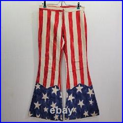 1970's Women's Vintage Handmade American Flag Bell Bottom Jeans 32/32