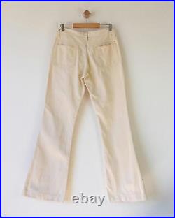 1970s Vintage Farah Cream Bell Bottom Flare Pants Talon 42 Zipper Size 32x33