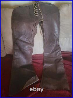 1970s vintage North Beach Leather hand-stitched whip-stitch lace up bell bottoms