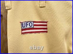 1970s vtg UFO BUTTER YELLOW BELLBOTTOMS (4/6) 28 x 31 Bellbottom Pants Flare