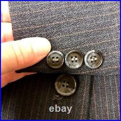 2 pc Vtg 70's Haggar MOD Blue Copper PIN STRIPE Bell Bottom Disco Suit Trousers
