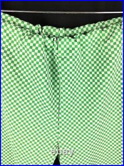 60s 70s Flare Bell Bottom Rockabilly Pants (29x28) Green Gingham Plaid Disco MOD