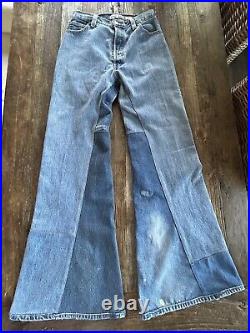 $650 Levis RE/DONE patchwork Flared Bell Bottom Vintage 70's High Rise Jeans 25