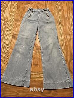 70's True VTG Double-Zip Bell Bottoms with Scovill Zippers 27.5X24 Rumble seats