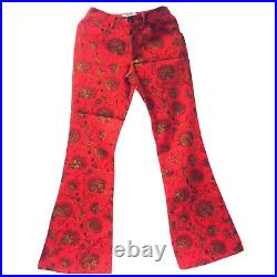 ABS Vintage Jeans 90s Denim Botanical Paisley Bell Bottom orange RARE Designer