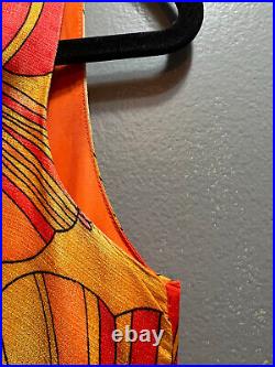Bell Bottom Jumpsuit Romper Psychadelic Bright Orange Color 28in Waist Size 4/6