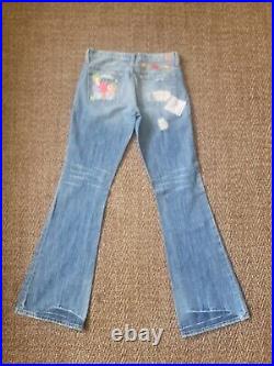 GUESS JEANS WITH PATCH WORK, BOOT CUT BELL BOTTOM SZ 26 Vintage Jeans