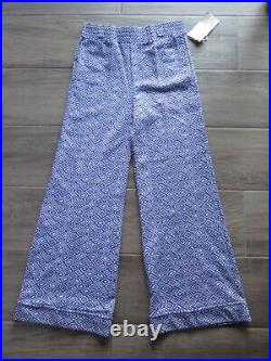 NWT Vintage 60s Wild High Waist Bell Bottom Pants Purple White size 14 W 28 32