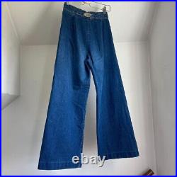 Rare Vintage 70s Levis Wide Leg Bell Bottoms Jeans Buckle Back Size 28