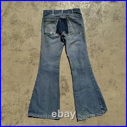 True Vintage 1970s Levi's 684 Big Bell Bottom Patchwork Repair Denim Jeans 30/34