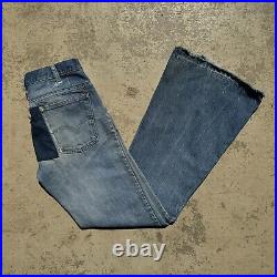 True Vintage 1970s Levi's 684 Big Bell Bottom Patchwork Repair Denim Jeans 30/34