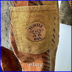 Turtle Bax Vintage novelty DENIM two piece lace front tunic & bell bottom pants