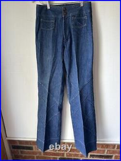 VINTAGE 1970's Wrangler Talon Zip Flare Leg Bell Bottoms Jeans Size 26X35 USA