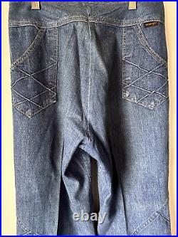 VINTAGE 1970's Wrangler Talon Zip Flare Leg Bell Bottoms Jeans Size 26X35 USA