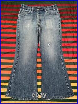 VINTAGE 1981 Orange Tab Levis Bell Bottom Jeans 684 35x28 Blue Flare Boot 70s