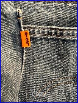 VINTAGE 1981 Orange Tab Levis Bell Bottom Jeans 684 35x28 Blue Flare Boot 70s