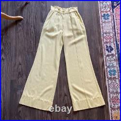 VINTAGE 60S HIGH WAIST YELLOW FLARE BELL BOTTOM PANTS size 25 in