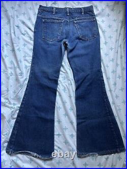VINTAGE 70's Orange Tab Levis Big Bell Bottom Jeans 684 0217 34x33in Demin