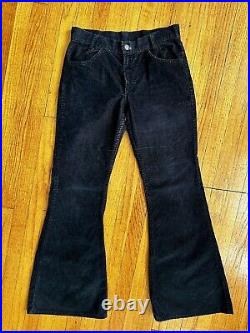 VINTAGE LEVI'S 784 684 646 White TAB BELL BOTTOMS Black Corduroy Jeans 28 X 32