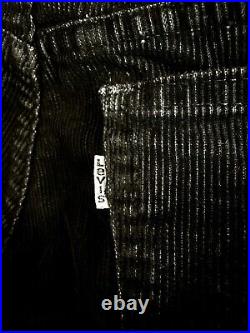 VINTAGE LEVI'S 784 684 646 White TAB BELL BOTTOMS Black Corduroy Jeans 28 X 32
