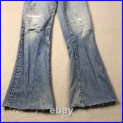 VINTAGE Levis Jeans Mens 28x32 Blue Orange Tab Bell Bottom 646 0217 70s USA Logo
