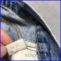 VINTAGE Levis Jeans Mens 28x32 Blue Orange Tab Bell Bottom 646 0217 70s USA Logo