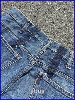 VTG 60/70s Levi's Big E Orange Tab Bell Bottom Jeans Men's 32x29 646 Pocket Ink