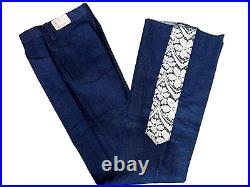 VTG 70s NOS 25x36 Allen Brand Western Jeans Pants Lace Trim Flare Bell Bottoms