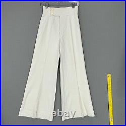 VTG 70s White Jeans Canvas Big Bell Bottoms High Waist Sears JR Bazaar 25 x 29