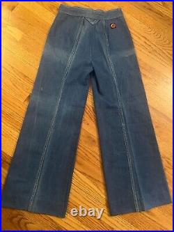VTG 70s Woman's NOVA Bellbottom Flare Jeans Size 9 Wide Leg Baggy Scovill Zipper