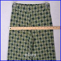 VTG Bell Bottom Women's Size 14P Flare Leg Disco Green Plaid 60s 70s No Pockets