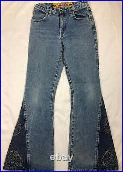 VTG JNCO Girlie Stuff Bell-bottoms Blue Jeans S1084 Womens JR Size 7 USA VGUC