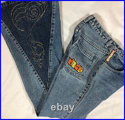 VTG JNCO Girlie Stuff Bell-bottoms Blue Jeans S1084 Womens JR Size 7 USA VGUC