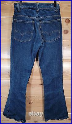 VTG Levis Jeans Unisex Size 27X29 Orange Tab 646 Bell Bottom Flare 70s Distress