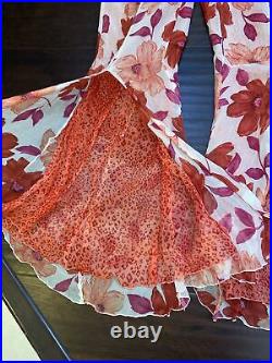 VTG Moda International VS Silk Floral Hippie flutter Split bell bottom pants 6