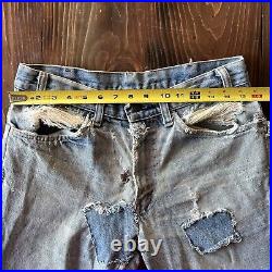 VTG Orange Levi's 584 Bell Bottom Jeans Mens 32x27 Worn Ripped As Is Distressed