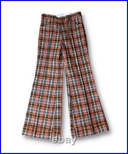 Vintage 1970's DEADSTOCK Wrangler Plaid Bell Bottom Flare Pants