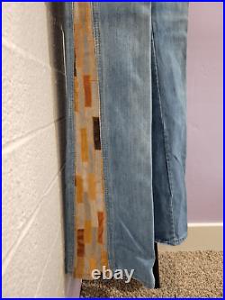 Vintage 1970s Bell Bottom Jeans Leather Patchwork Laura Accessories