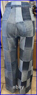 Vintage 1970s Flare Bell Bottoms Jeans Levi's Patchwork Selvedge Talon Zipper-30