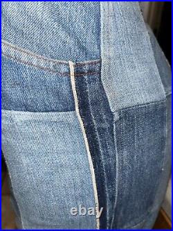 Vintage 1970s Flare Bell Bottoms Jeans Levi's Patchwork Selvedge Talon Zipper-30