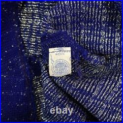 Vintage 60s 70s Jumpsuit XS S Blue Metallic Knit Palazzo Bell Bottom ILGWU Disco