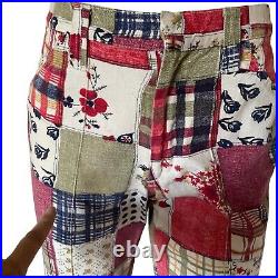 Vintage 60s Women's H Bar C Tomboy Ranchwear Red Patchwork Bell bottom Jeans S