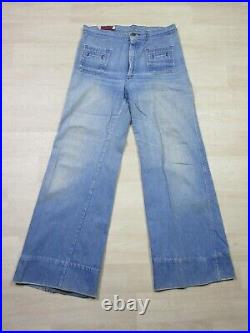 Vintage 70's Landlubber 32 x 30.5 Sanforized Bell Bottom Wide Leg Jeans Boho