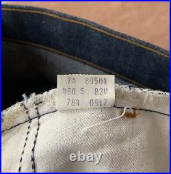 Vintage 70's Levi's 784 Bell Bottom Jeans Women's 28x34 Raw Blue Denim USA