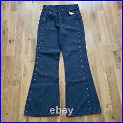 Vintage 70's Studded Embellished Bell Bottoms Denim Flare Jeans Women's 28x31