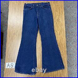 Vintage 70s 80s Bell Bottoms Men's 32x32 Blue Denim Jeans Rare Vtg