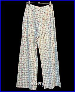 Vintage 70s 80s Flare Bell Bottom Pants Boho Hippie Groovy Wide Leg Linen
