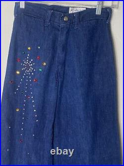 Vintage 70s Bell Bottom Jeans Flare Leg Talon 42 Zipper See Video! Tiny Waist